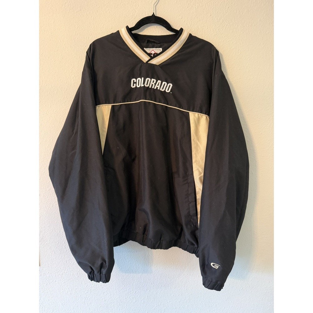 Vintage Colorado Buffaloes 58 SportsPullover Jacket 90s Reversible XL Black Gold